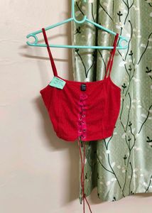 Red Corset Style Crop Top