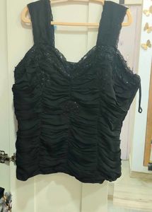 Chic Black Ruched Cami Top y2k
