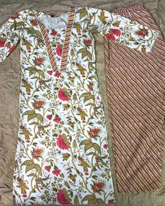 Floral Print Kurta with Striped Palazzo Set