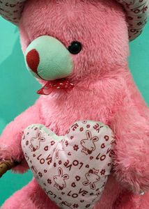 Cute Pink Teddy Bear with Heart