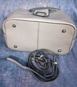 Grey Leather Bucket Bag