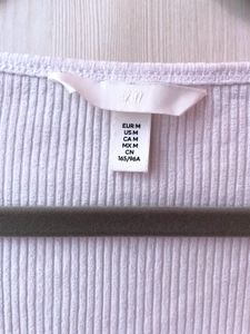 H&amp;M White Ribbed Fitted Crop Top