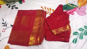Elegant Red &amp; Gold Silk Saree