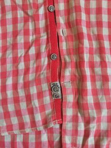 Men's Pink Checkered Casual Shirt