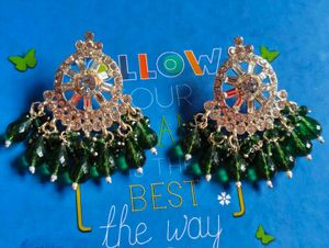Elegant Green Stone Jhumka Earrings