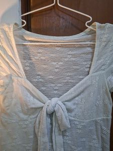 Chic Pastel Blue Tie-Front Top
