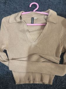 H&M Divided Ribbed Knit Top