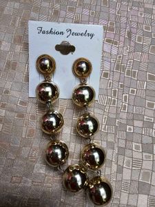 Gold Tone Dangle Ball Earrings