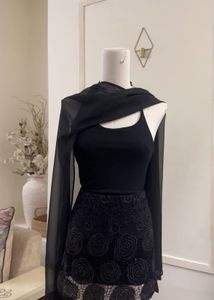 Elegant Black Sheer Dupatta Scarf