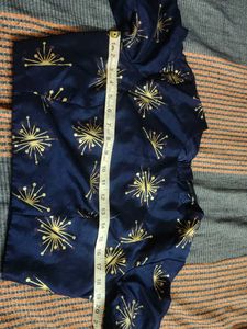 Navy Blue Skirt with Golden Starburst Print