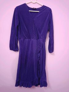 Purple Pleated Wrap Dress
