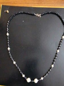 Elegant Black & White Beaded Necklace