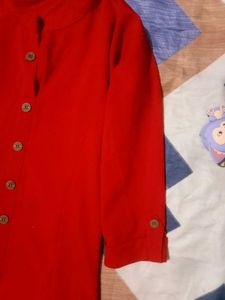Chic Red Button-Down Kurta