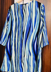 Blue Striped Tie-Neck Top