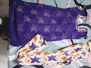 Purple Kurta Set with Floral