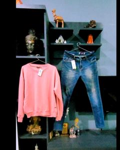Pack 2 Quality Pink Sweatshirt&amp;Stylish Denim Jeans