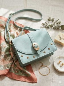 Cute Light Blue Studded Crossbody Bag