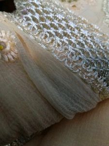Elegant Cream Embroidered Saree