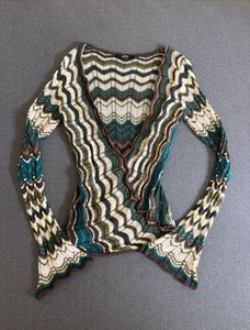 Y2k Boho Chevron Knit Top