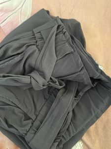 Stylish Black Pants with Tie Detail