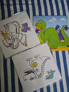 2 side Dinosaur Puzzle Set for Kids