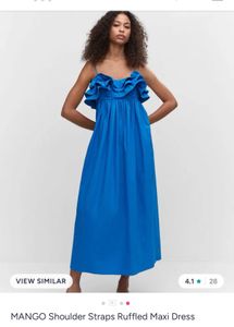 Mango Blue Ruffled Maxi Dress