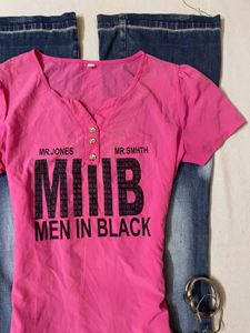 Y2K Barbie Core Pink Graphic Top
