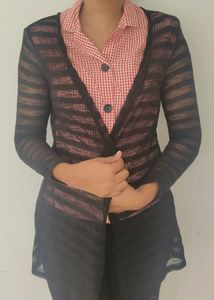 Black striped Cardigan