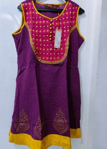 Ethnic Purple Kurti with Embellished Neckline