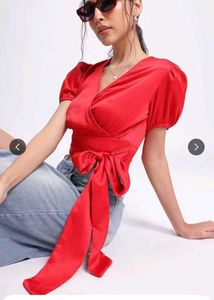 Red Wrap Tie-Up Top ♥️🎀
