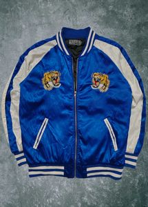 Blacksmith" Tiger-Embroidered Satin Bomber Jacket