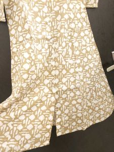 Elegant Brown and White Printed Kurta