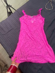 Pink Lace Camisole Slip Dress