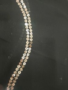 Elegant Black Saree with Sequins &amp; Embroidery
