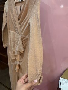 Elegant Gold Shimmer Party Dress