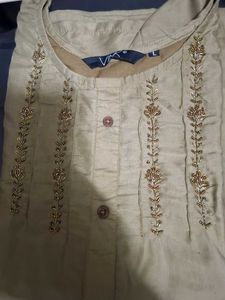 Embellished Olive Green Kurta