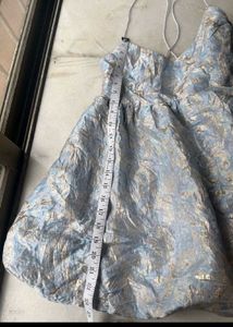 Chic Baby Blue Brocade Mini Dress