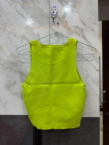 Zara Neon Green Ribbed Tank Top