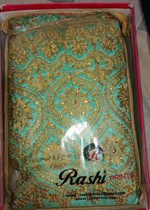 Elegant Teal & Gold Embroidered Outfit