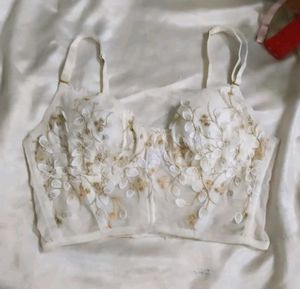 Exquisite White Floral Embroidered Bra