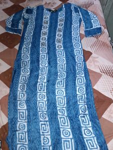 Teal Blue Geometric Print Kurta