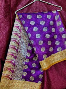 Purple & Gold Patterned Saree