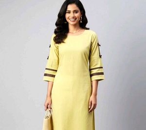Elegant Yellow Kurta with Bow Sleeves