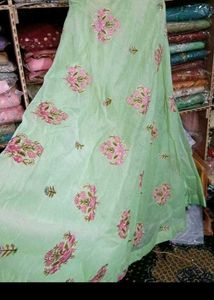 bust 38 Beautiful Green Floral Ethnic Gown