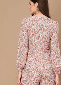Floral Print V-Neck Romper