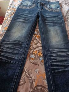 Embellished Blue Denim Jeans