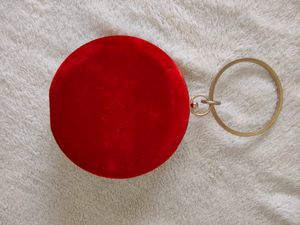 Red Velvet Shell Embellished Clutch