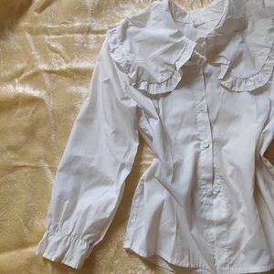 White collar frill top