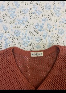 Rust Mini Bee Cardigan Top