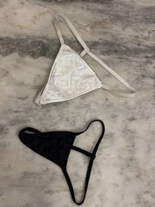 White & Black Thong Set